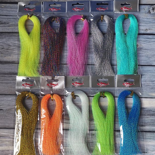 3 oder 10 Bündel/Los, 300 Stränge, Fliegenfischen-Köder, Lametta, gedrehte Strang-Schnur, Linie zum Binden, Flash-Kristall, glänzendes DIY-Material
