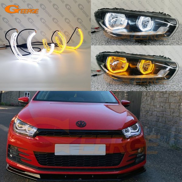For Volkswagen Vw Scirocco Iii Mk3 2008-2017 Ultra Bright Crystal Dtm M4 Style Led Angel Eyes Halo Rings Day Light