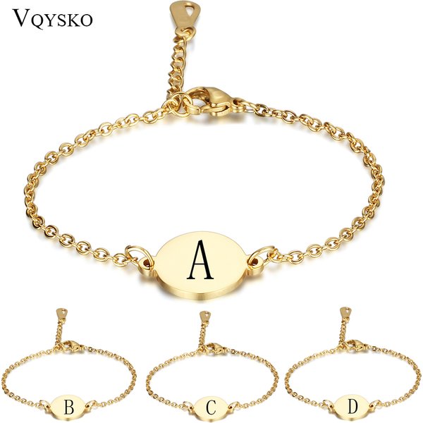 Bracelets personnalisés avec lettres initiales pour femmes, cadeau de saint-valentin, couleur or, chaîne en acier inoxydable, bijoux réglables