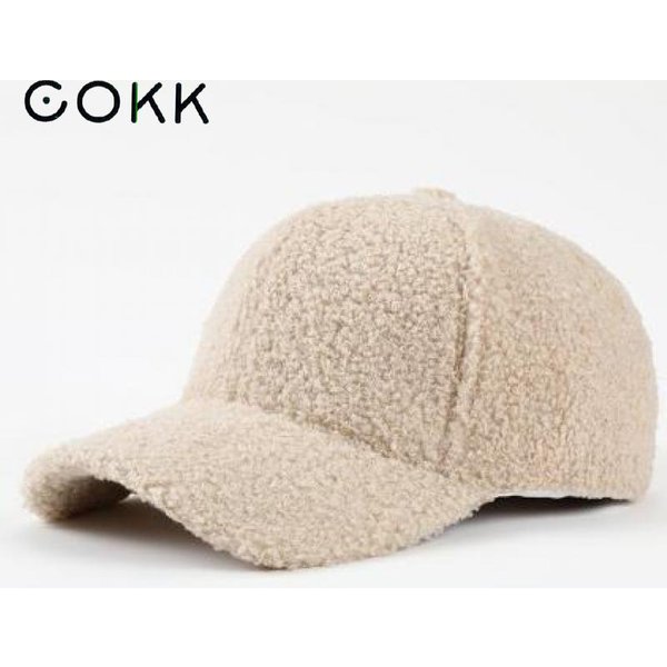 COKK – Casquette de Baseball en peluche pour femme, couleur unie, coréenne, chaude, pour l'extérieur, collection hiver et automne décontracté