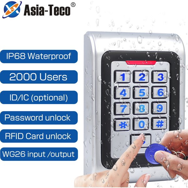 Backlight Zinc Alloy RFID Access Control System Kit 125Khz 13.56Mhz Metal Waterproof Access Control Keypad with Wiegand 26