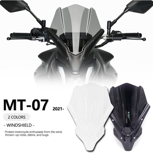 Nouveau 2021-pare-brise de moto pare-brise avant pour Yamaha MT-07 MT 07 MT07 mt07 accessoires Transparent/noir fumé