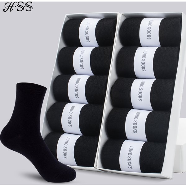 HSS-Chaussettes en coton mélangé pour hommes, chaussettes d'affaires noires, chaussettes respirantes pour hommes, chaussettes d'été et d'hiver douces pour hommes, grande taille (5/10-14), 6.5 paires