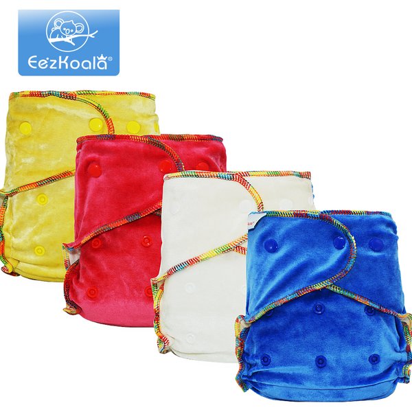 EezKoala Bamboo Velour Fitted Cloth Diaper Eco-Friendly Reusable Heavy Wetter AI2 Baby AIO Diaper Washable Baby Nappy For Girls