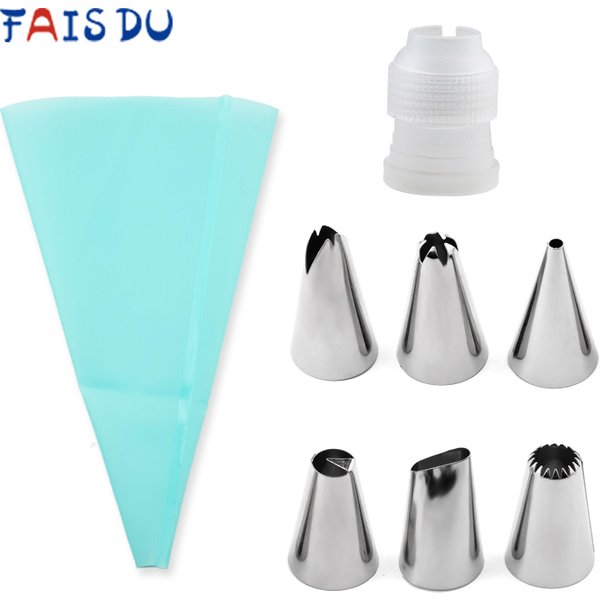 FAIS DU – sac à pâtisserie en Silicone, cuisine, bricolage, crème glacée, sacs à pâtisserie réutilisables, ensembles de buses en acier inoxydable, outils de décoration de gâteaux