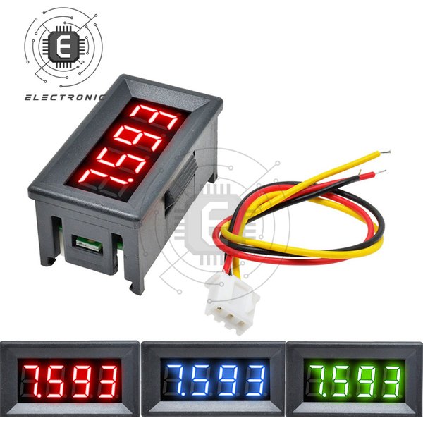 3 Stück/1 Stück LCD-Digitalanzeige, Spannungsmessgerät, DC 0–100 V, 0,36 Zoll, 3-Draht-4-stelliges Voltmeter, Spannungsprüfer