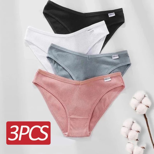 Culottes en coton pour femmes, caleçons féminins, taille en V, sous-vêtements brefs, grande taille, lingerie M-4XL, ensemble de 3 pièces