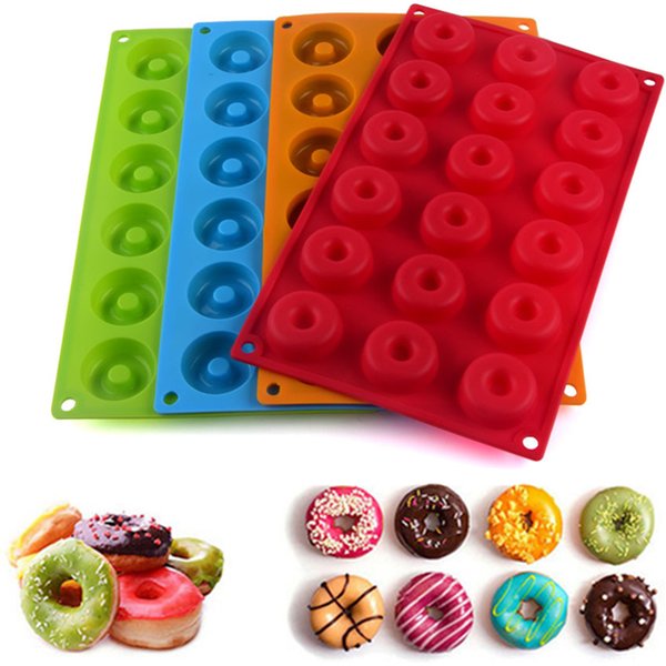 18 Cavity Mini Silicone Donut Mold Non-Stick Chocolate Mould Diy Cookies Dessert Baking Pan Tray Cake Decorating Tools Bakeware