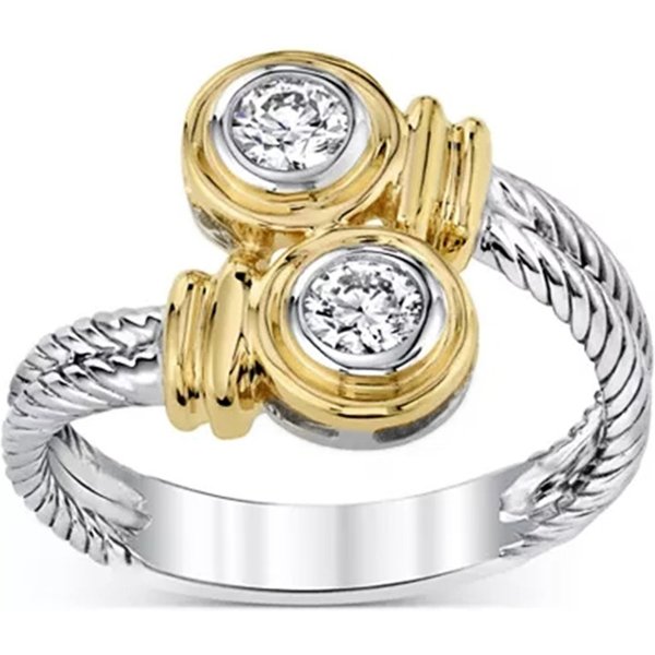 Huitan Novel Design Two Tone Women Ring Fashion Party Accessories Office Lady Daily Wear Rings Nice Gift Anillos Bijouterie