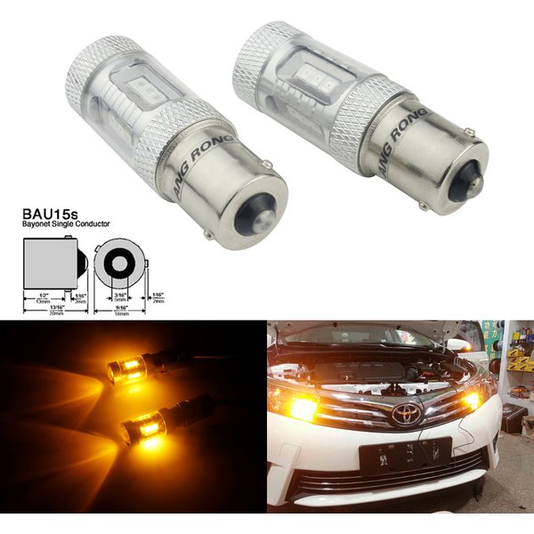 ANGRONG 2x 581 PY21W BAU15s 15W LED Sidelight Reverse Tail Brake Light Bulb Amber