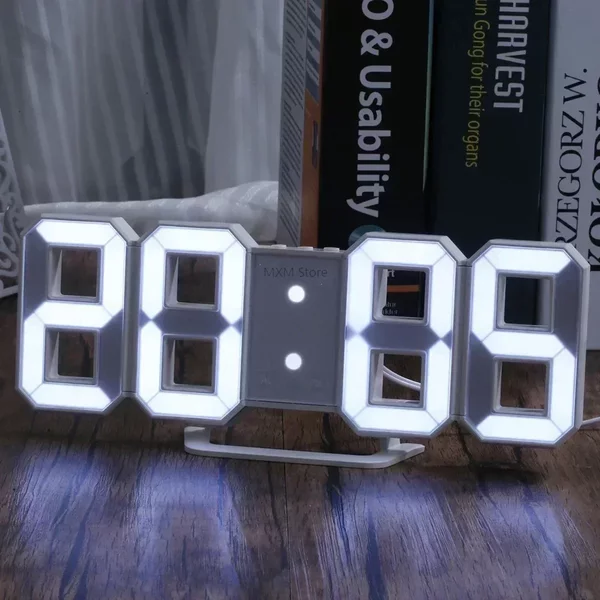 Horloge numérique LED 3D, décoration murale, mode nuit lueur, décoration pour chambre à coucher, montre électronique réglable, décoration de salle, esthétique