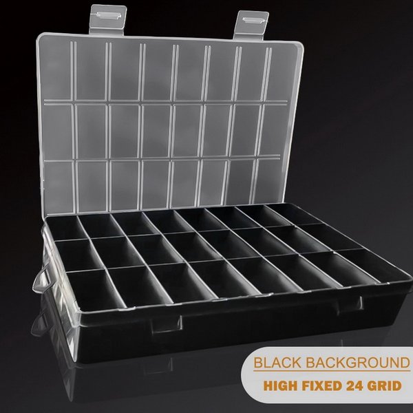 24-Gitter-Fach aus Kunststoff, Aufbewahrungsbox für Schmuck, Ohrringe, Perlenschraubenbehälter, Aufbewahrungskoffer für Zuhause, Display-Organizer, Behälter