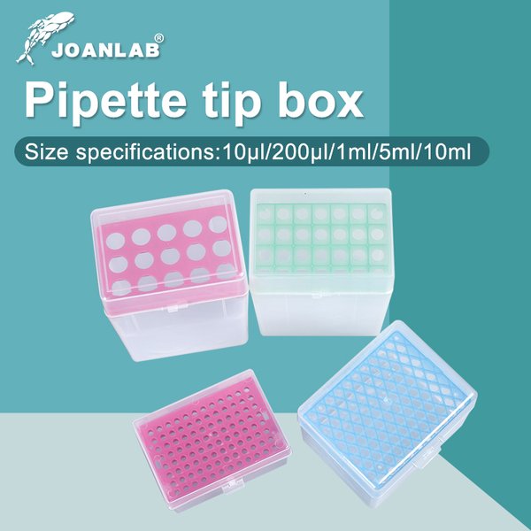 Boîte de pointe de pipette de laboratoire JOANLAB 10ul 200ul 1ml 5ml 10ml Boîte de pipette en plastique pour micropipette Fournitures d'équipement de laboratoire