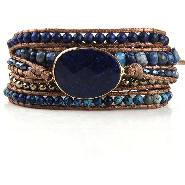 Bracelet Bohème avec Charme, Charme Naturel Mixte, Charme de Charbon, Cadeau, Bijoux Boho