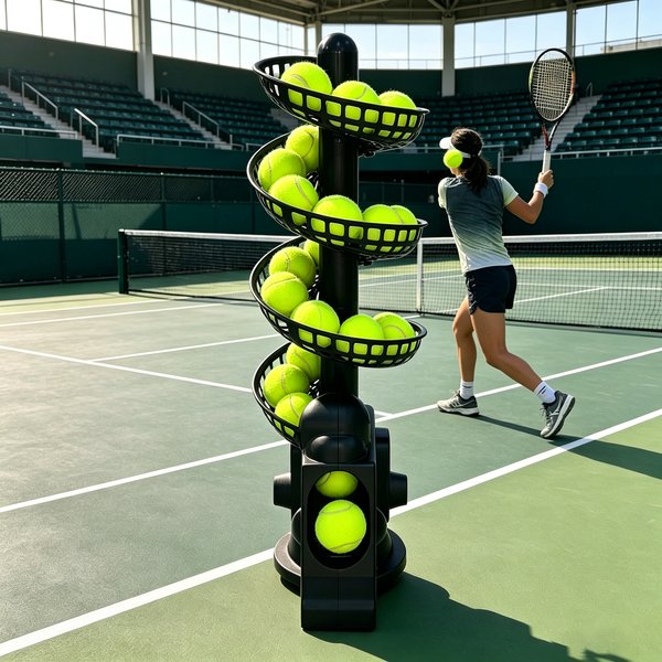 Tragbarer, langlebiger Tennisballwerfer | Professionelle Solo-Tennis-Trainingsmaschine, 10 Stunden Akkulaufzeit für Selbsttraining