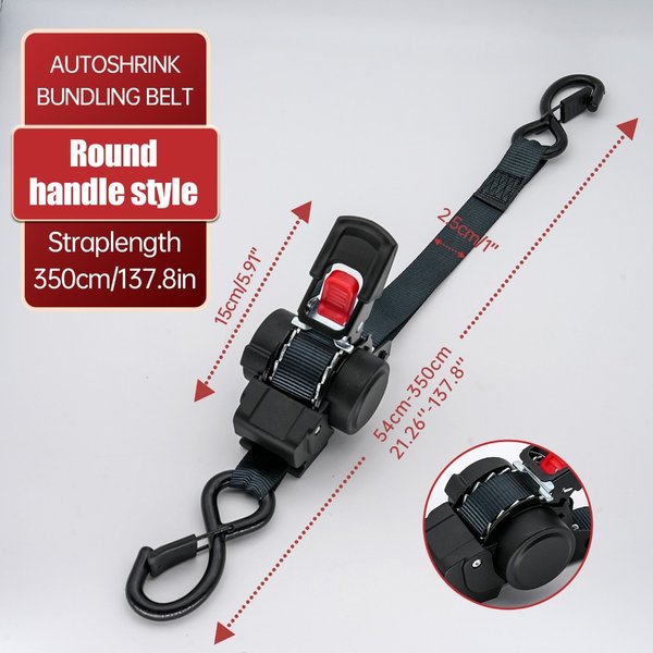 Automatic Ratchet Straps 3m X 25mm Self-retracting Tie Down Straps with S-Hooks for Cargo Securing Heavy Duty Ratchet