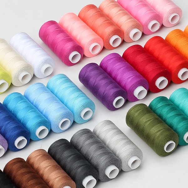 6 Farben/Set Garn Nähgarn Rollenmaschine Handstickerei 400 Yard Jede Spule 100 % Polyester Langlebig für Heim-Nähset