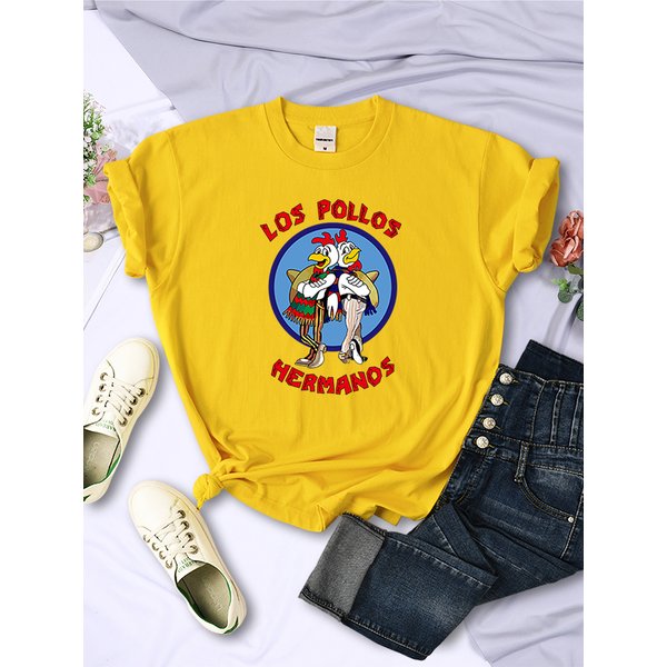 Funny Los Pollos Hermanos Prints Female T-Shirts Trend Casual Short Sleeve Street Hip Hop Tee Clothing O-Neck Summer Womans Tops