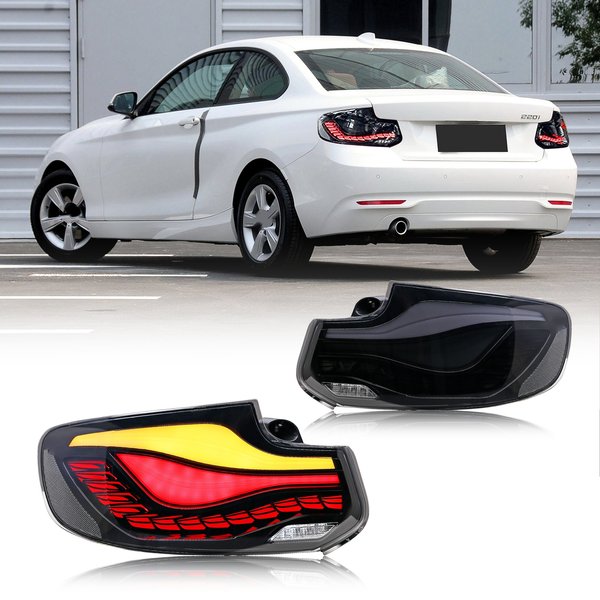 LED GTS Rückleuchten für BMW 2er F22 F23 F87 M2 2014-2020 mit sequenziellem Blinker und Start-up-Animation – Heckleuchten-Set