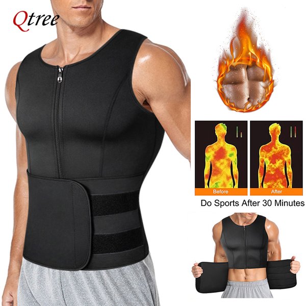 Qtree hommes corps Shaper taille formateur gilet minceur Sauna sueur veste Compression Shapewear gros brûleur entraînement ventre tondeuse hauts