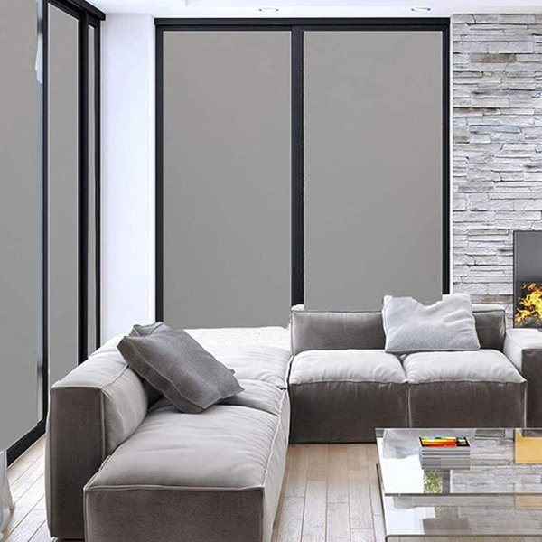 Film de Confidentialité Givré Gris pour Fenêtres, Autocollants en Verre Anti-UV, Contrôle de la Chaleur, Décoration de Maison et de Bureau