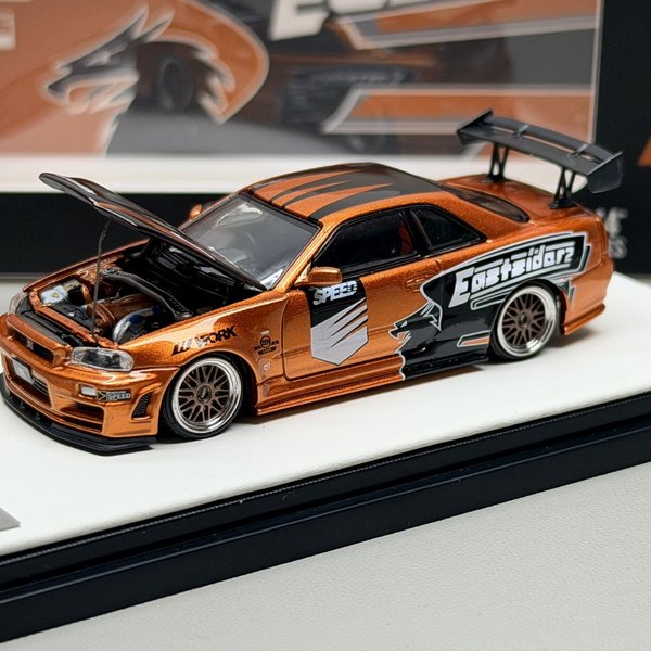 TM 1:64 GTR R34 Skyline Legierungsauto-Modell, Druckguss-Fahrzeug, Miniatur-Modellauto für Sammler und als Geschenk