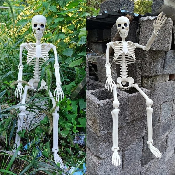 Squelette posable d'os de forme humaine de 40cm, accessoires d'horreur de maison hantée, squelette de crâne d'halloween, décorations de fête pour la maison, fournitures de travaux manuels