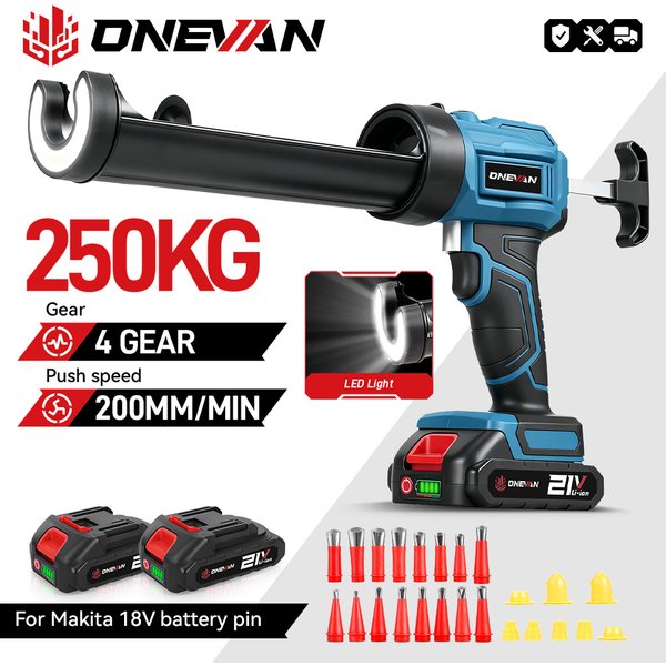 ONEVAN Elektrische Kartuschenpistole, kabellose Glasklebepistole, Klebstoff, Kleberdichtmittel mit Düse, Elektrowerkzeug für Makita 18 V Akku-Stift
