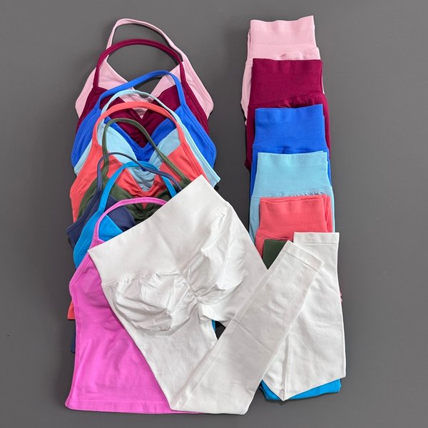2 Piece HISTELLO Women Gym Yoga Set Tank Tops High Waist Scrunch Yoga Leggings Fitness Clothes Workout Sets Gym Suit Activewear