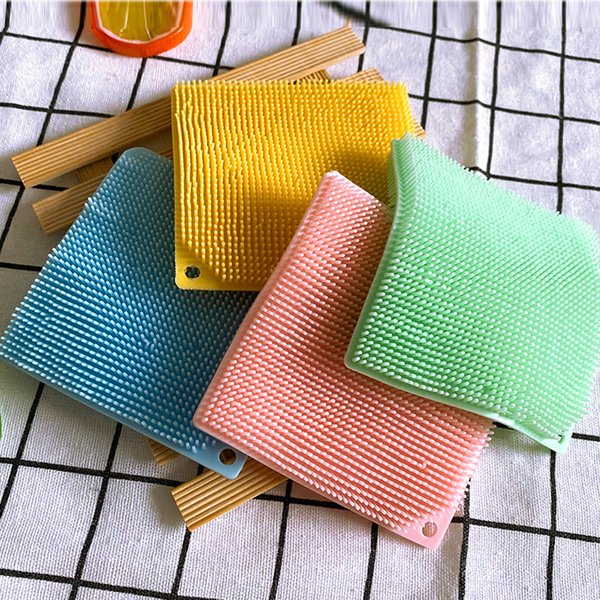 Brosse de nettoyage en Silicone épais, 2 pièces, brosses de nettoyage pour la vaisselle de cuisine, casserole, éponge, épurateur de fruits et légumes, nouveau