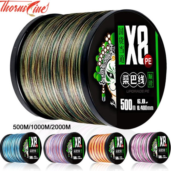 THORNSLINE – ligne de pêche tressée X8 Multifilament d'eau salée, 8 fils, 1000M, 2000M, 16-98lb, fil de mouche pour carpe du japon, ligne PE