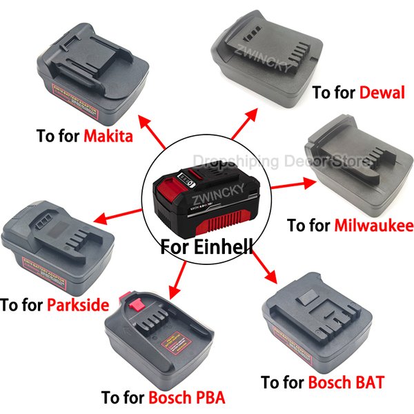 Batterieadapter für Einhell 18V Li-Ionen-Akku, kompatibel mit Makita/Dewalt/Milwaukee/Bosch/Parkside 18V Akku-Elektrowerkzeugen
