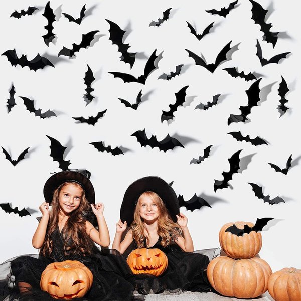 Autocollant Mural 3D de Décoration d'Halloween, Chauve-Souris Noire, Araignée Fantôme, Accessoires Effrayants de ix, Décor de Salle de Bar, Bricolage