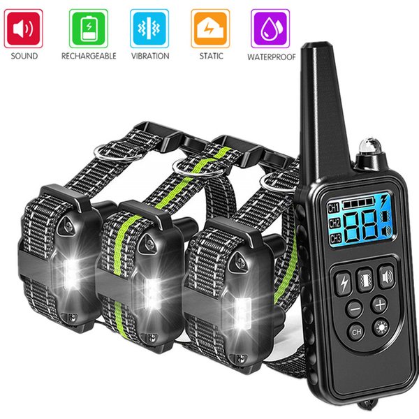 Collier de dressage pour chien 800m, télécommande électronique, choc, rechargeable, étanche, anti-aboiement, avec corde en nylon
