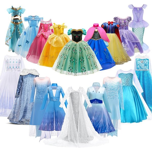 Kinder Prinzessin Fancy Kostüm Elsa Party Karneval Weiß Dress Up für Mädchen Weihnachten Geburtstag Cosplay Belle Schneeflocke Vestidos