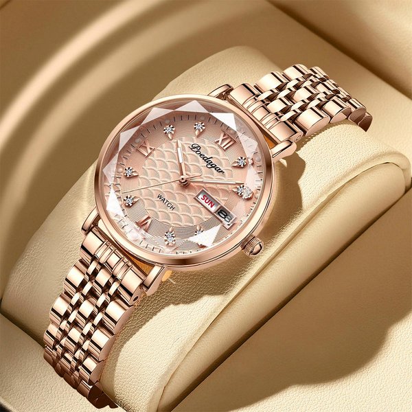 POEDAGAR Uhr Frauen Neue Mode Luxus Edelstahl Armbanduhr Armband Einfache Rose Gold Wasserdicht Leucht Damen Uhren