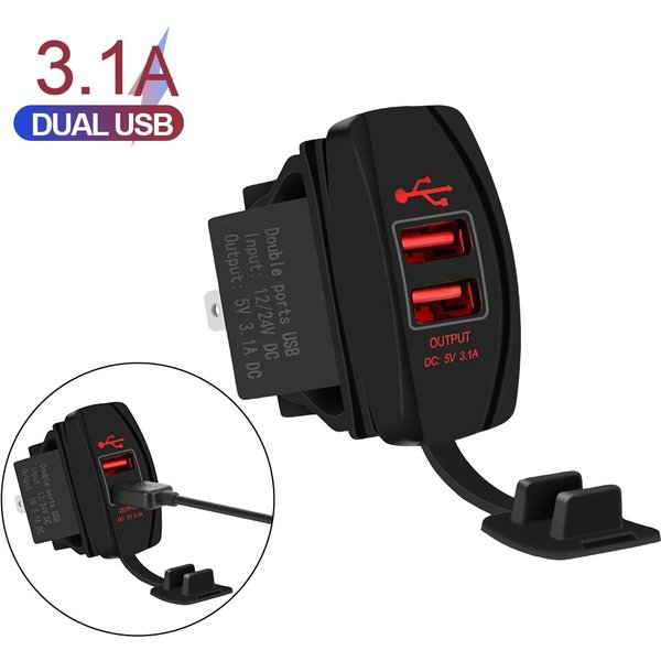 5V diode électroluminescente 3.1A chargeur de prise de voiture double port USB chargeur de téléphone anti-poussière camion rv camping-car (adaptateur secteur