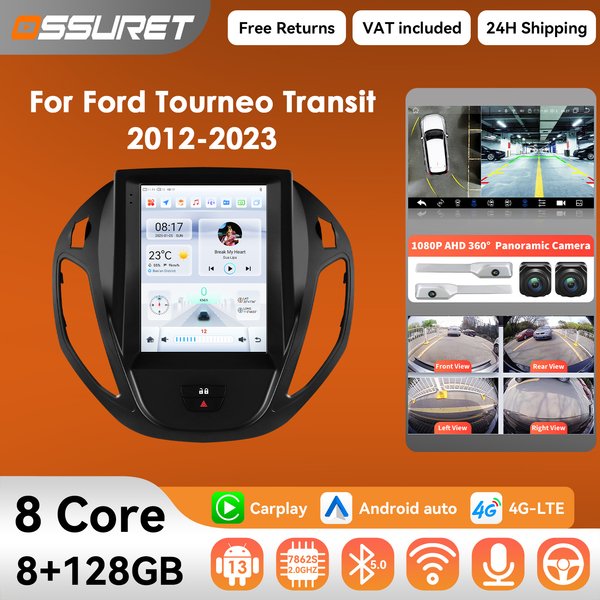 9,7 "Wireless Carplay Android 14 Auto radio für Ford Transit Tourneo Courier 2013-2021 Multimedia player GPS 360 Cam Autoradio
