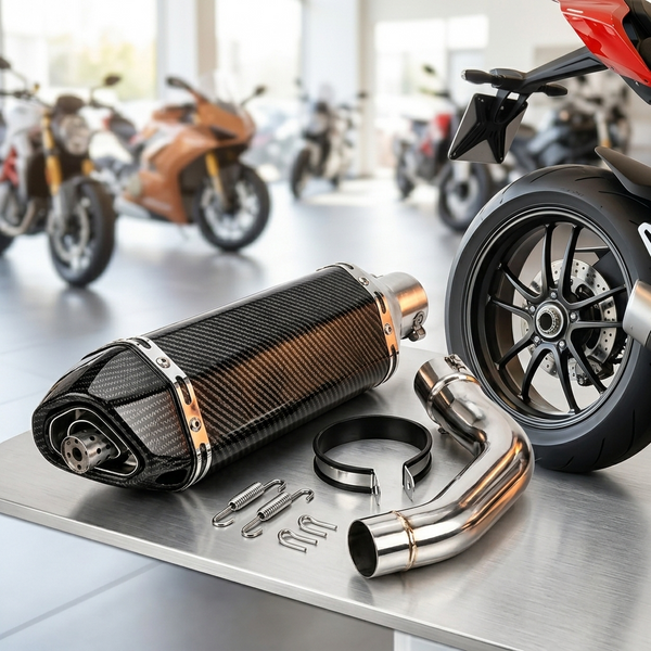 Universeller Motorrad-Auspuff mit Carbonfaser-Optik, sechseckiger Schalldämpfer mit abnehmbarem DB-Killer für Straßenmotorräder, Dirt Bikes und Roller