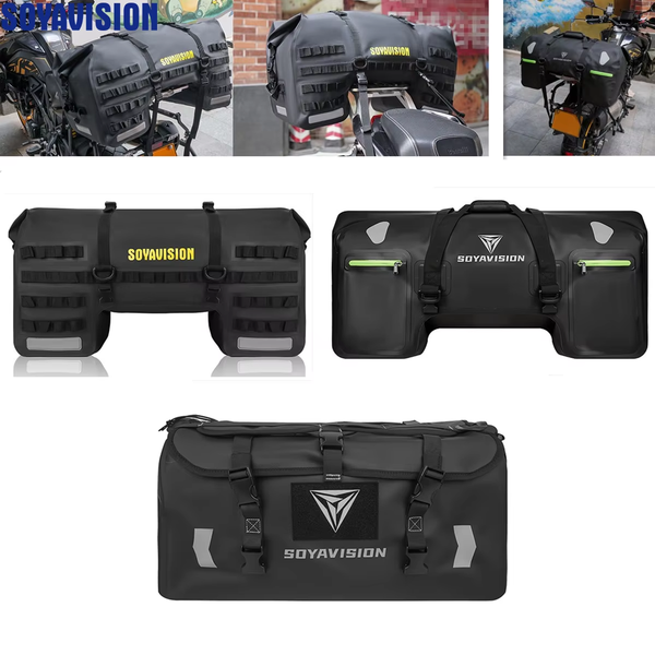 Sac de Selle Arrière Moto Étanche Noir 50L 80L, Sac de Voyage pour Moto, Sac de Queue pour Sports Motorisés, Sac de Voyage Extérieur pour la Conduite
