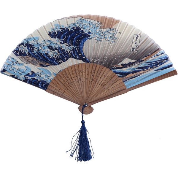 Vinatge Wave Fan Portable Folding Fan Pocket Fan For Wedding Party Decoration Dancing Performances Gifts