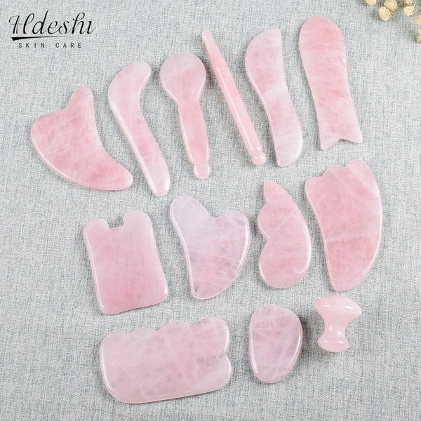 Natürliche Rose Jade Gouache Schaber Facelift Massagegerät für Gesicht Gua Sha Brett Haut Gesicht Entspannen Abnehmen Schönheit Auge Hals Dünne Lift