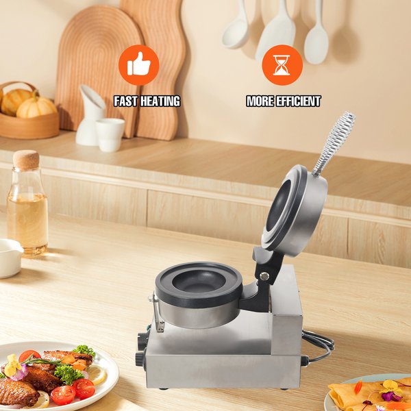 220V Hamburger-Burger-Maschine, Eiswaffel-Panini-Presse, Backmaschine für Restaurants, Fast-Food-Küchen, Burger-Maker, 1200W, 220V, Antihaft-Eiswaffel-Backplatte, kommerzieller UFO-Waffel-Backautomat