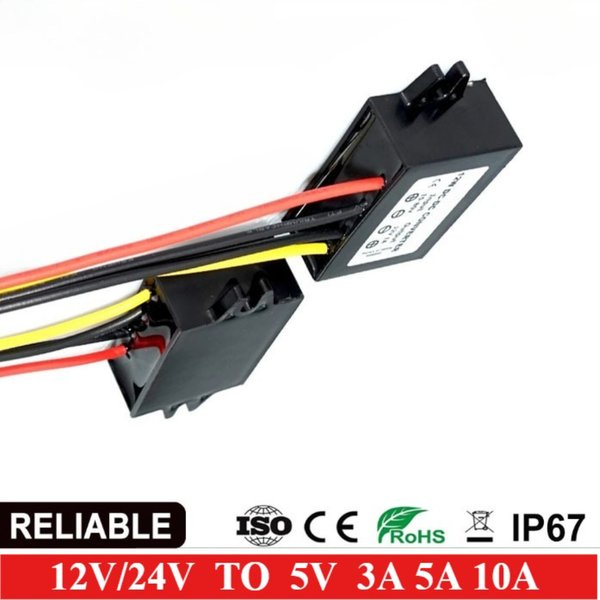 Convertisseur abaisseur 12V 24V à 5V 3A 5A 10A DC 50W 24 12 volts Buck à 5 volts, régulateur d'alimentation pour voitures LED étanche
