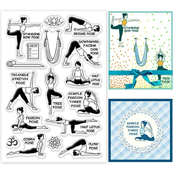 Tampon en silicone transparent pour cartes de vacances, tampons de yoga, tampon en caoutchouc de fleur, journal exécutif, scrapbooking
