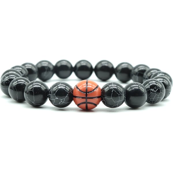 Minimalist Gym Bracelet Man Basketball Football Braclet Homme 10mm Natural Stone Braslet Beads Love Gift For Boyfriend Pulseras