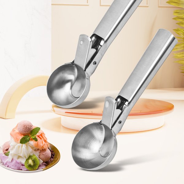 Cuillère à glace à double usage en acier inoxydable, cuillère à glace multifonctionnelle pour fruits, fournitures de cuisine