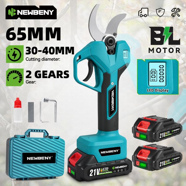 NEWBENY 65MM Bürstenlose Elektrische Astschere für Obstbäume und Bonsai, Kabellose Gartenschere, Elektrowerkzeug für Makita 18V Akku