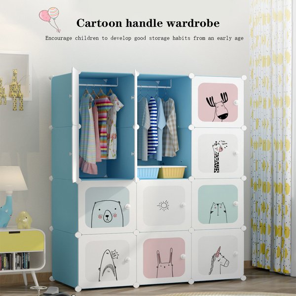 Armoire modulaire pour enfants, peu encombrante, meuble de rangement en plastique autoportant, étagère à vêtements à monter soi-même pour chambre, organisateur de vêtements et de jouets