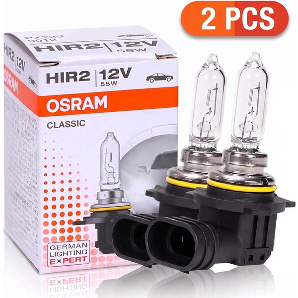 OSRAM HIR2 PX22d 9012 CLASSIC Halogen-Scheinwerferlampe 12V 55W 3200K Original Line Autolampe Standard Fern-/Abblendlicht